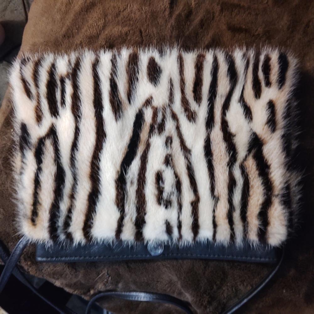 Black and Brown Mini Bag with Plush Texture